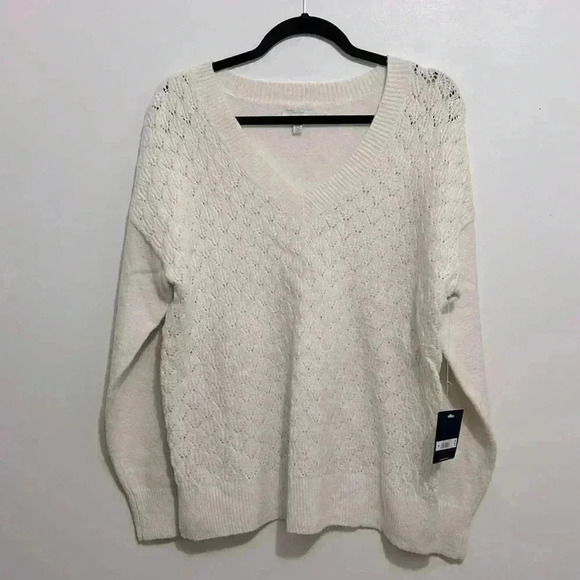 BNWT Lucky Brand Women’s v-neck Sweater size M in  Cream - Picture 2 of 4